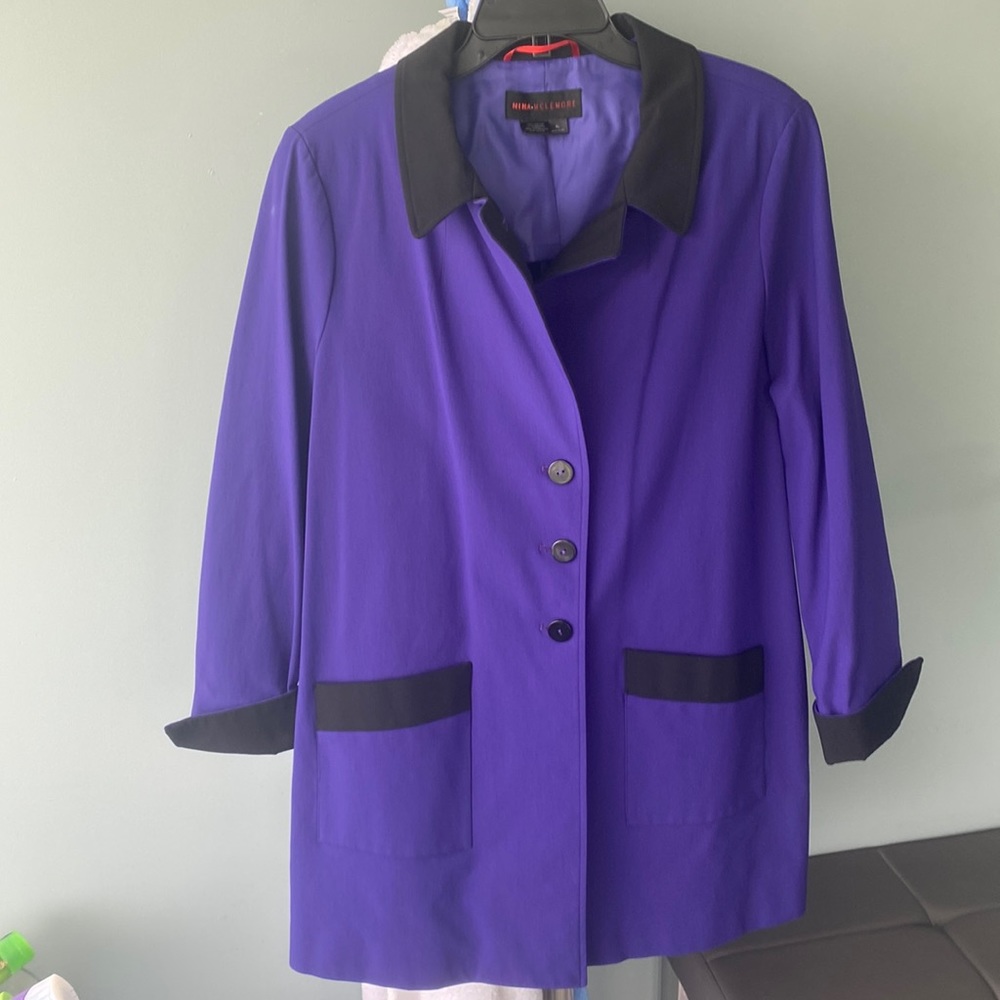 Nina McLemore purple and black long jacket